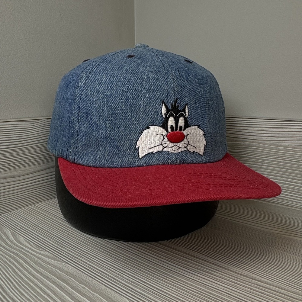 Vintage 90's Looney Toons Sylvester The Cat Denim Hat Cap Snapback Adjustable